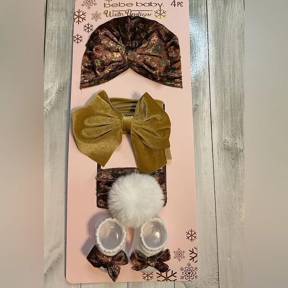 Bebe Baby Winter Headband and Booties Set